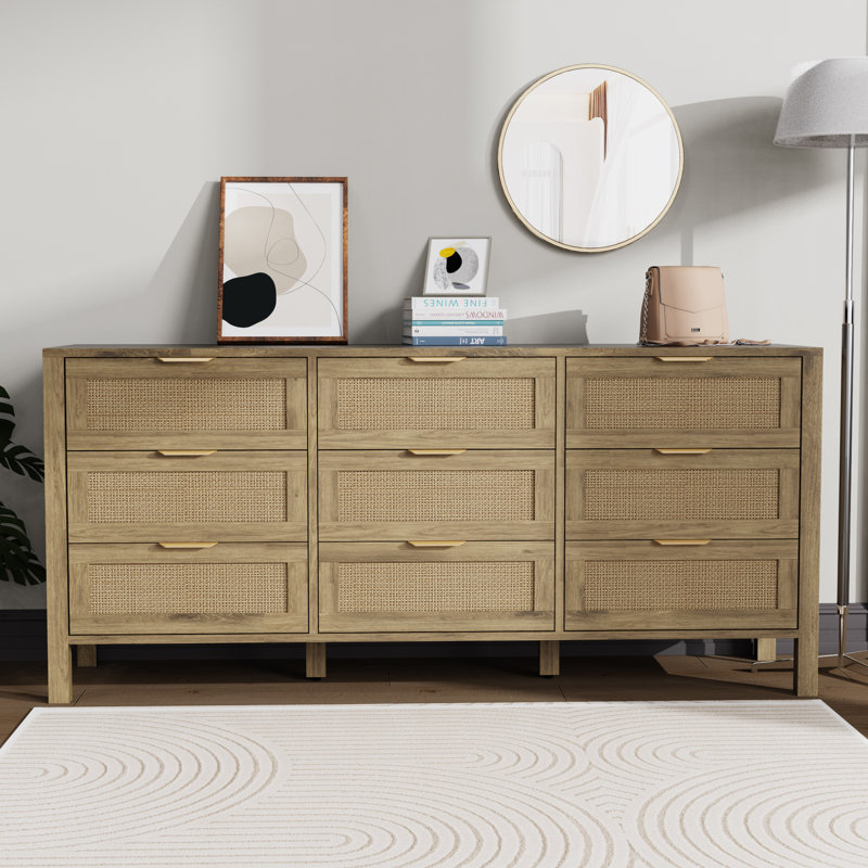 Bay Isle Home™ Rattan Storage Closet Dressers Chest Of Drawers, 9 ...